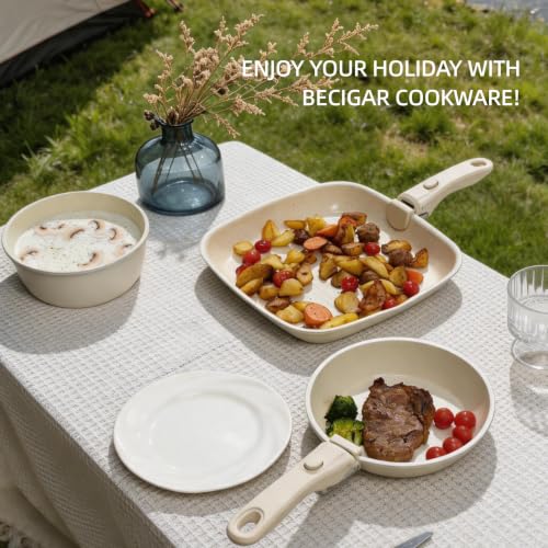 24PCS Ceramic Pots and Pans Set (White 24 Pcs)