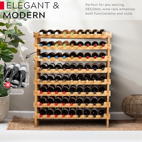 72 Bottle Stackable Modular Wine Rack Wine Storage Rack Solid Bamboo Wine Holder Display Shelves (72 Bottle)