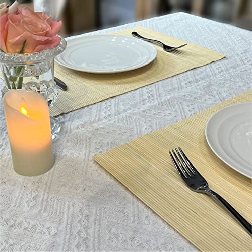 Set of 4 Pcs Bamboo Placemats Sushi Rolling Mat Japanese Style Natural Anti (Natural Color / Set of 4)