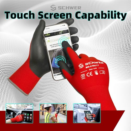 Ultra Comfort Safety Work Gloves MicroFoam Nitrile Coated (Large / Red)