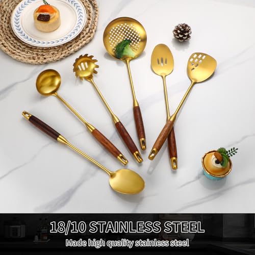 18 10 Stainless Steel Kitchen Utensils Set (Small / GOLD-6 Pieces)