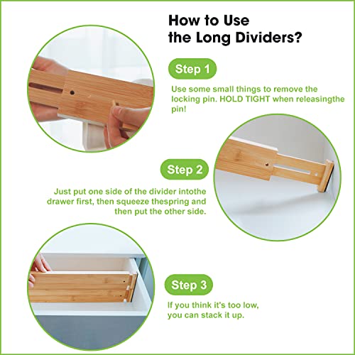4 Pcs Expandable Bamboo Drawer Dividers (yellow)