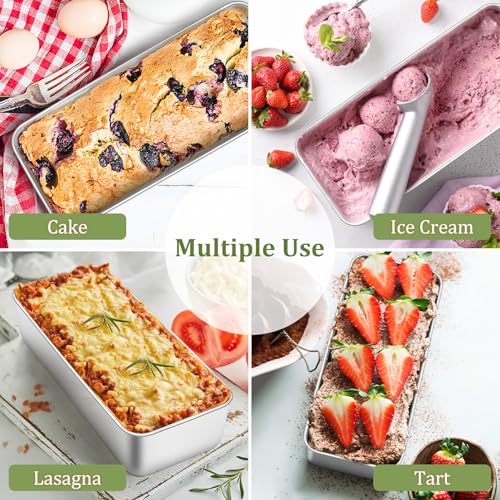 Loaf Pan 12 x 5 Inch Stainless Steel Loaf Pans for Baking Bread (3 Count)