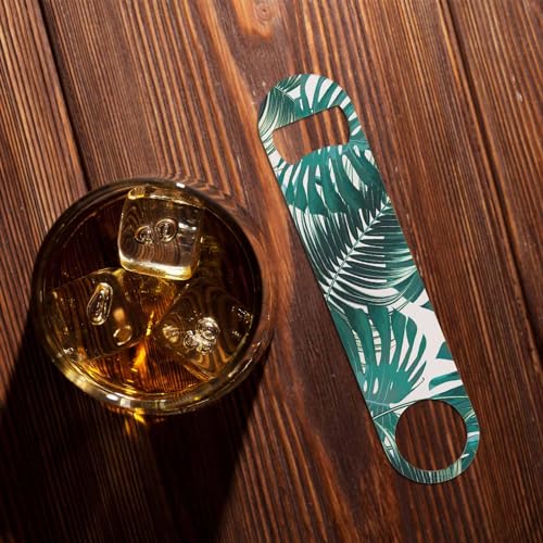 Tropical Palm Leaves Stainless Steel Bottle Opener Jungle Leaf Green Nature Plant Exotic Flat Beer Bottle Opener Keychain for Home Kitchen Bar Restaurant Party Birthday Gift (Tropical Palm Leaves)