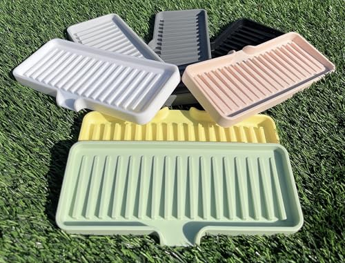 Silicone Soap Dish Tray and Sponge Holder with Drain Chute (Light Grey / (MD) 9"x3.5")