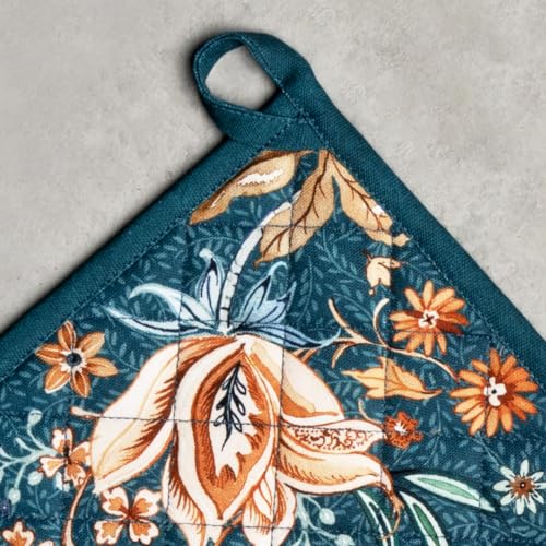 Pot Holders 100% Cotton Potholders (048 - Luxury Loft - Dark Teal / 8" x 8" (Pot Holder Pack of 2))