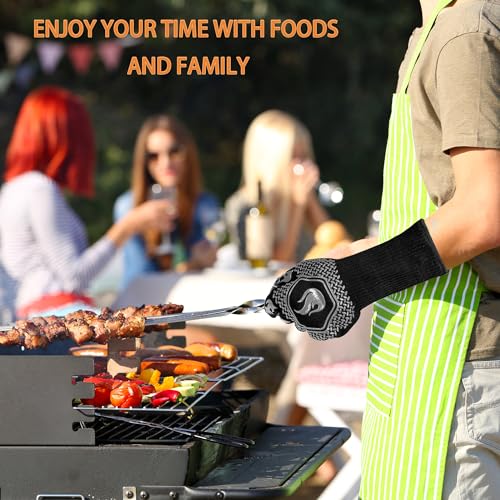 BBQ Gloves 1472F Heat Resistant Non (Gray)