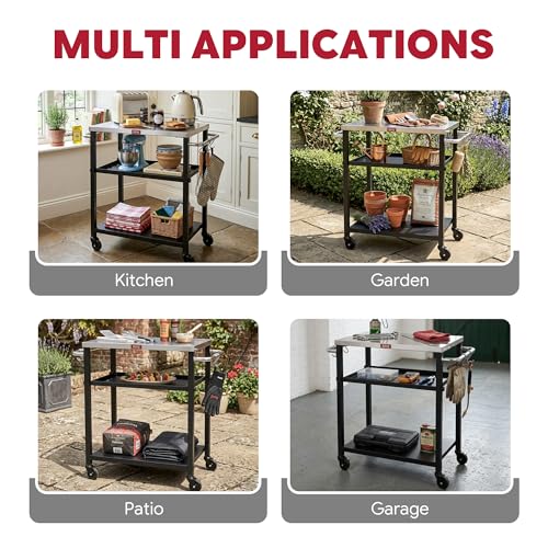 3 Tier Outdoor Grill Cart (Compact)