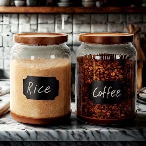 2 Pack Striped Borosilicate Glass Airtight Canisters (3/4 Gallon (Striped 2 pack))