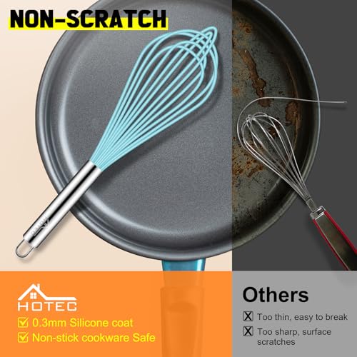 4 Pieces Silicone Whisks Set (Blue,Silver)