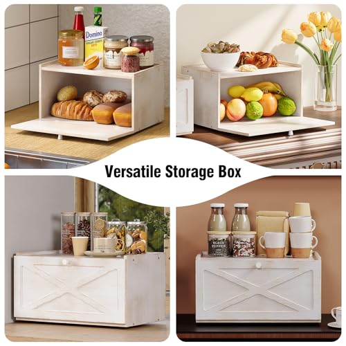 Bamboo Bread Box for Kitchen Counter Farmhouse Bread Storage Container Large Capacity Bread Storage Bin Bread Holder