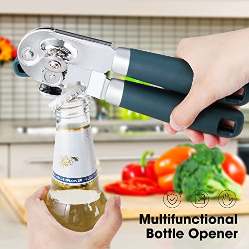 Heavy Duty Hand Can Opener Manual with Magnet Lid Remover (Green)