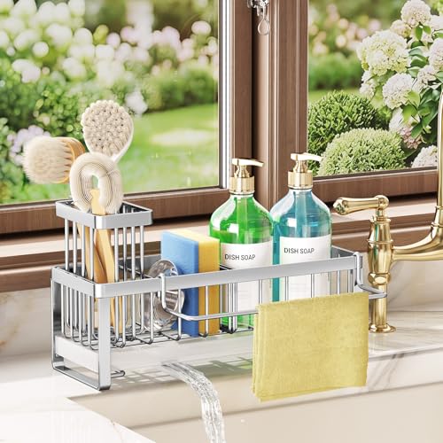 Sponge Holder for Kitchen Sink (Silver-large / Large)