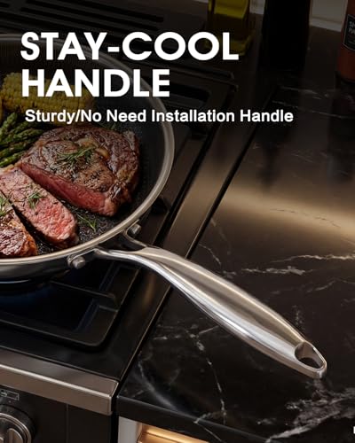 Hybrid Non Stick Frying Pans with Lid (Silver)