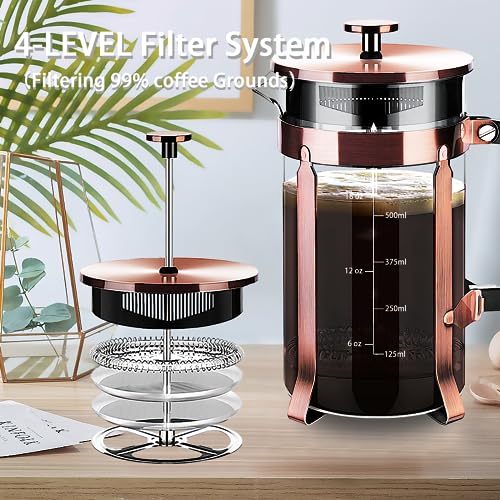 French Press Coffee Maker 304 Stainless Steel Coffee Press (Copper / 21 oz)