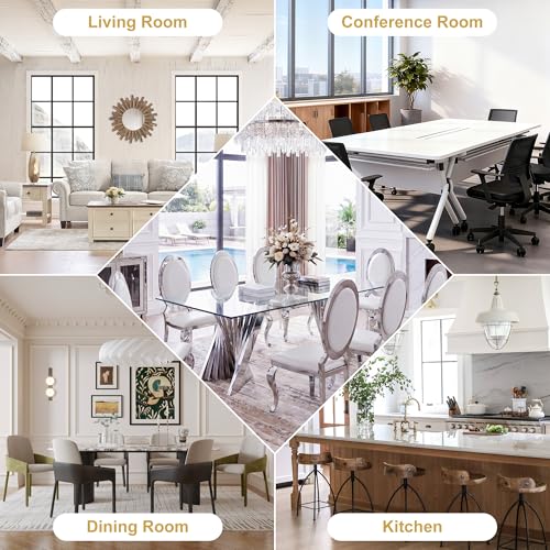 94" Modern Glass Silver Dining Table for 8 (Silver-94" Dining Table)