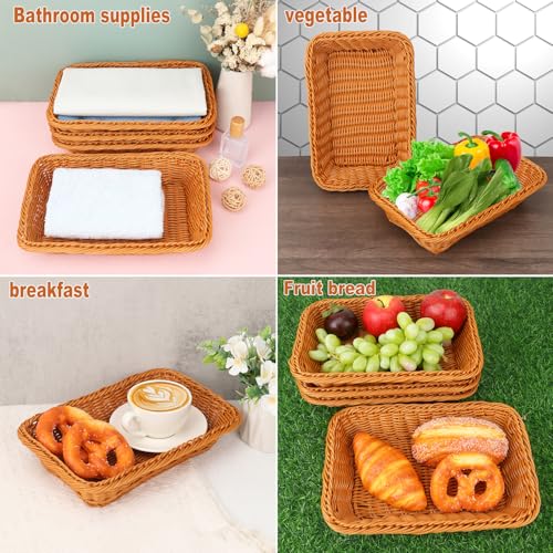 6 Pack 12 Inch Brown Poly Wicker Bread Baskets (6 Pack 12 Inch Brown)