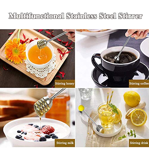 Stainless Steel Honey Dipper Stick 6.3 Inch Honey Wand Server for Honey Pot Dispense Drizzle Honey (1 Pcs Yellow)