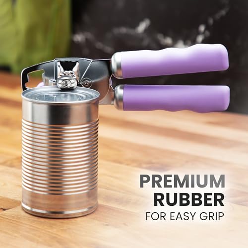 Manual Can Opener Heavy Duty Patented Stainless Steel (Lavender / Comfy Grip)