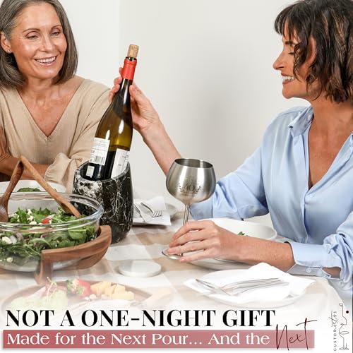 Cheers to You Birthday Wine Glass with Engraved Vintage Quote (All Ages Birthday / Silver)