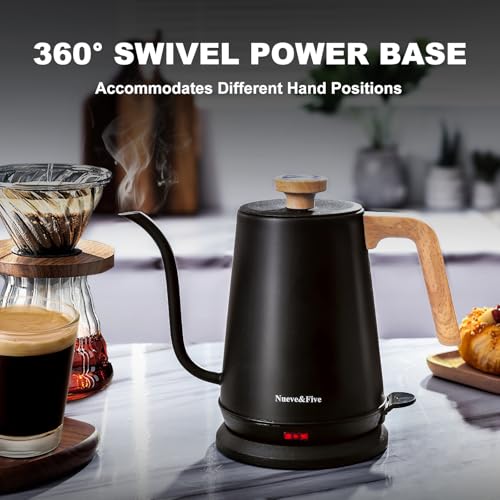 Electric Gooseneck Kettle with Thermometer (BLACK)