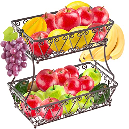 2 Tier Countertop Fruit Basket Bowl Storage