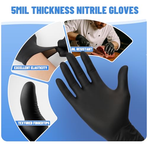Individually Wrapped Black Disposable Nitrile Gloves (Black of 800 / Large)