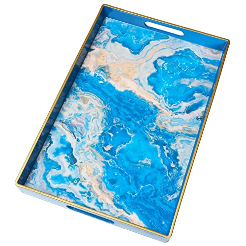 Serving Tray Plastic Rectangular Coffee Table Tray with Handles (Hs04re)