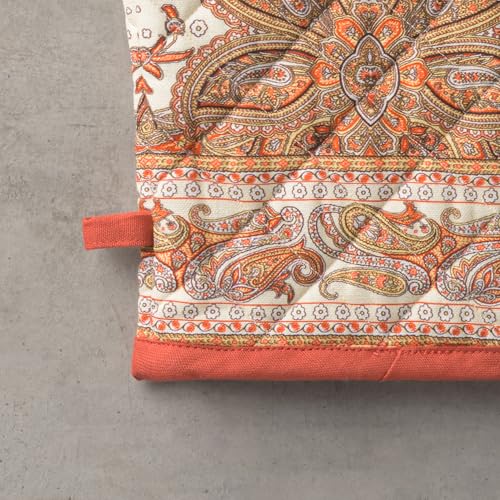 100% Cotton Oven Mitt & Pot Holder Set (023 - Kashmir Paisley / 7.5" x 13" & 8" x 8" (Oven Mitt & Pot Holder))