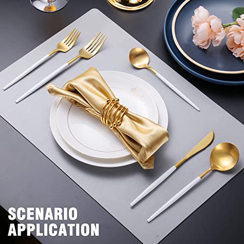 Matte White Gold Silverware Set for 8 (White Gold / 40 Pieces Set)