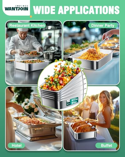 Stainless Steel Steam Table Hotel Pans Set 1 (4" Deep / 1/1 Size Thickened)