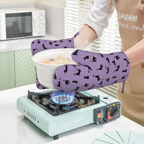 Black Cat Oven Mitts and Pot Holders Sets of 4 (One Size / Black Cat)