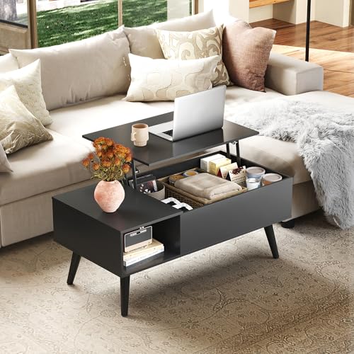 Lift Top Coffee Table with Hidden Storage (Aged Black / 39")