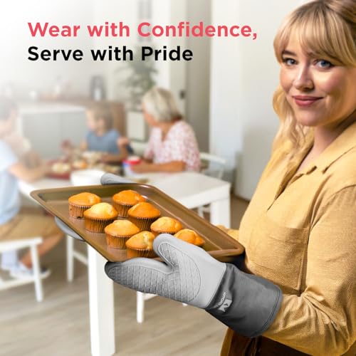 UltraShield Silicone Oven Mitts (Metal Gray / Standard)