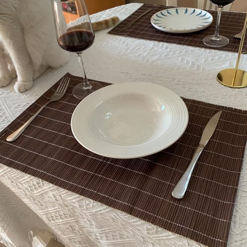 8 Pack 17.7x11.8 Bamboo Placemats (Coffee / Set of 8)