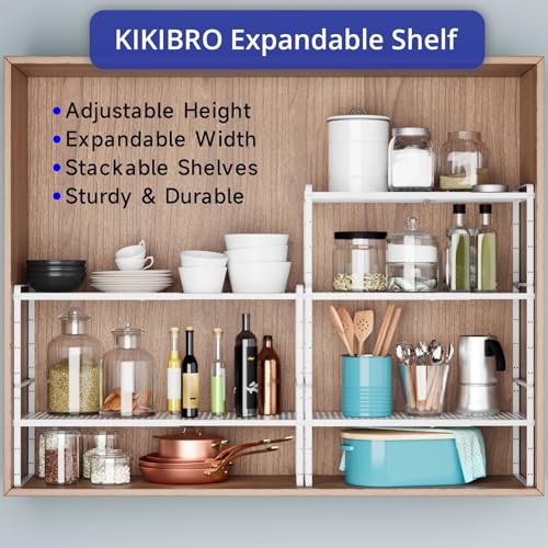 Expandable Kitchen Shelf Organizers (White Small)