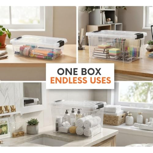 6.6 Quart Clear Plastic Storage Boxes with Lids (6.6 Quart)