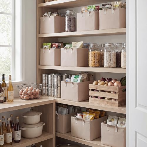 Fabric Storage Bins (Light Brown / 16 ½" L x 12" W x 10 ¼" H)