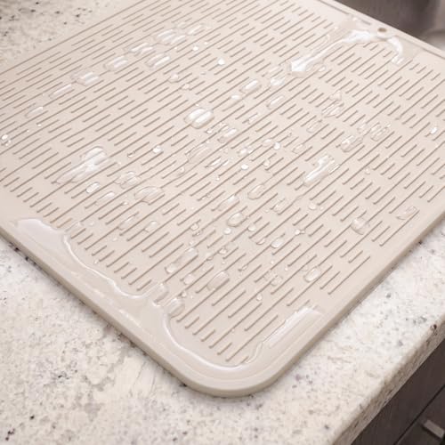Silicone Dish Drying Mat for Multiple Usage (Tapioca / 18"L x 16"W)