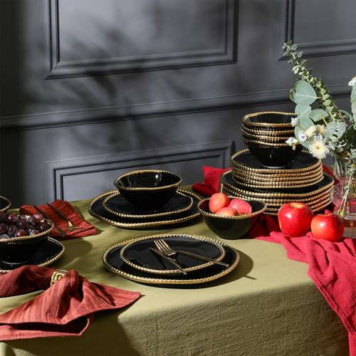 Christian Siriano Akoya Porcelain Dinnerware Set (Black / 24-Piece - Service for 8)