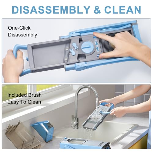 Safe Mandoline Slicer for Kitchen (3rd Gen, Blue+Green)