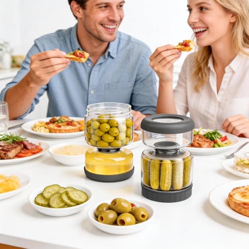 Glass Pickle Jar with Strainer Flip (25oz Smoky Grey Pickle jar)