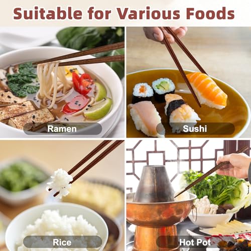 5 Pairs Reusable Hardwood Chopsticks Set (Natural Wood - Minimalist Line Art)