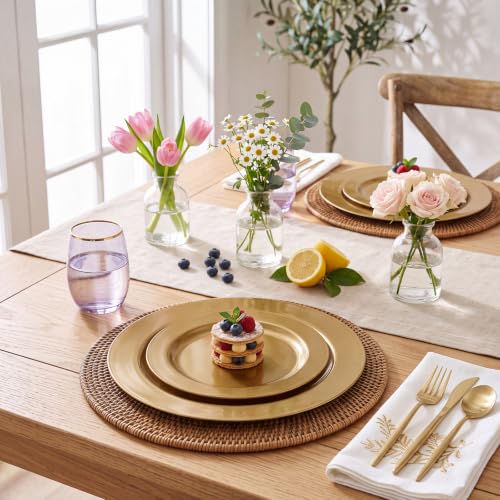 102 Pcs Solid Dark Gold Plastic Plates (Solid Gold / 102 Pcs)