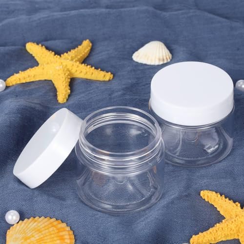 6 Pack 1 oz Plastic Jars Containers with Lids Wide (White / 1 oz)