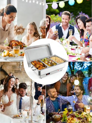 Electric Chafing Dish Buffet Set (2 Pack 3 x 1/3 Pan)