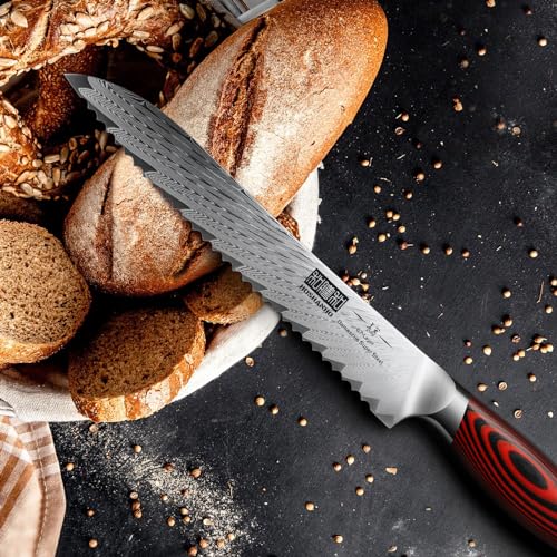 8" Damascus Bread Knife (8")