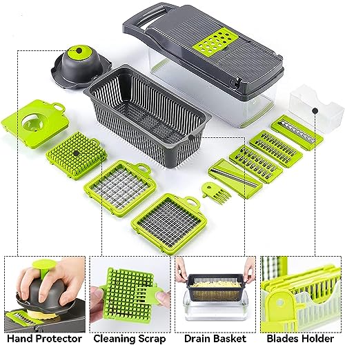 Multi Function Vegetable Chopper Onion Micer Chopper 12 in 1 Pro Veggie Slicer Dicer Cutter with Container for Potatoes