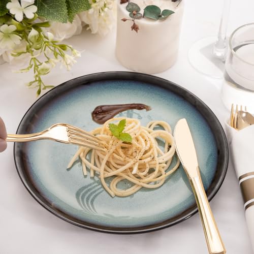 400PCS Pre Rolled Gold Plastic Silverware Sets (Gold - Classic)