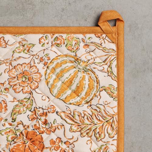 Pot Holders 100% Cotton Potholders (127 - Pumpkin Spice / 8" x 8" (Pot Holder Pack of 2))